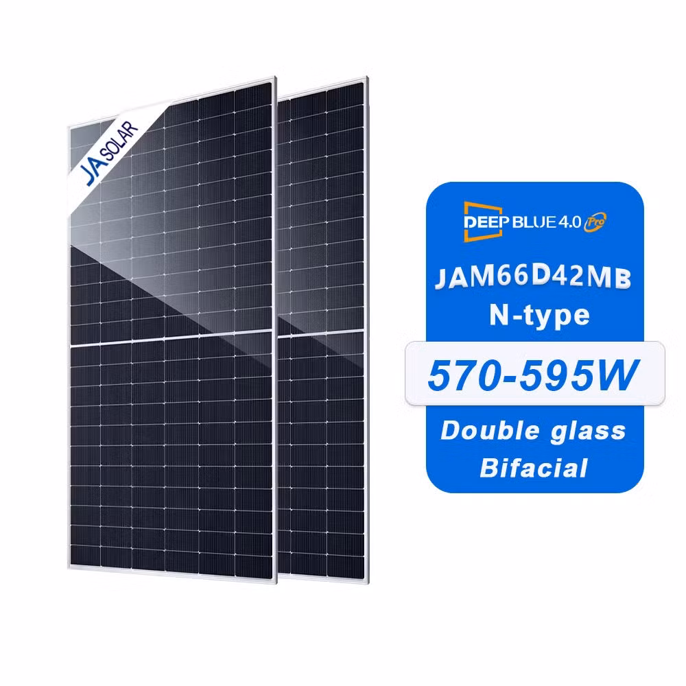 Ja N Type Topcon Bifacial Solar Panel 570W 580W 590W 595W Monocrystalline Double Glass for Household